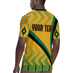 Personalised Jamaica Rugby Jersey Kente Pattern Basic - Yellow