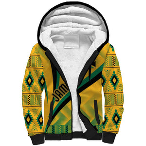 Personalised Jamaica Sherpa Hoodie Kente Pattern Basic - Yellow