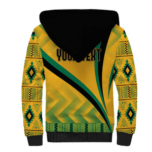 Personalised Jamaica Sherpa Hoodie Kente Pattern Basic - Yellow