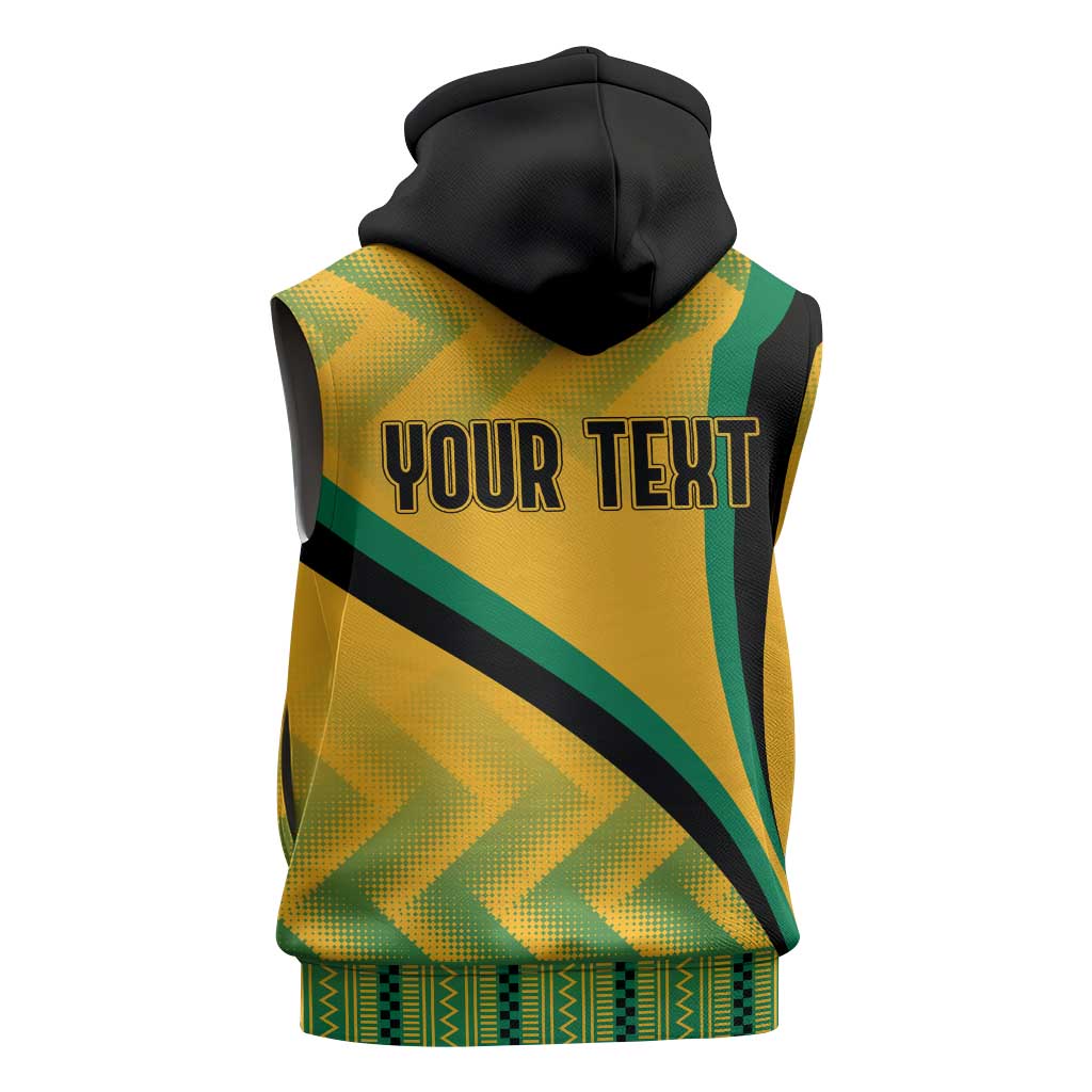 Personalised Jamaica Sleeveless Zip Hoodie Kente Pattern Basic - Yellow - African Pride