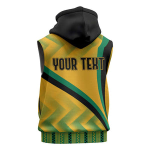 Personalised Jamaica Sleeveless Zip Hoodie Kente Pattern Basic - Yellow - African Pride