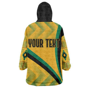 Personalised Jamaica Wearable Blanket Hoodie Kente Pattern Basic - Yellow