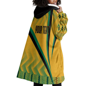 Personalised Jamaica Wearable Blanket Hoodie Kente Pattern Basic - Yellow