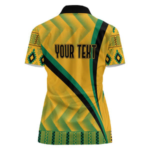 Personalised Jamaica Women Polo Shirt Kente Pattern Basic - Yellow