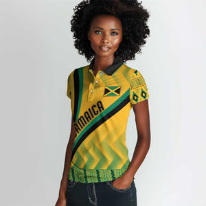 Personalised Jamaica Women Polo Shirt Kente Pattern Basic - Yellow