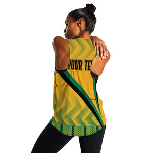 Personalised Jamaica Women Racerback Tank Kente Pattern Basic - Yellow