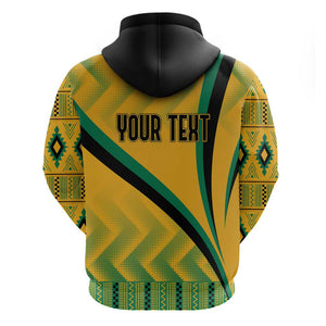 Personalised Jamaica Zip Hoodie Kente Pattern Basic - Yellow