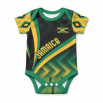 Personalised Jamaica Baby Onesie Kente Pattern Basic - Black