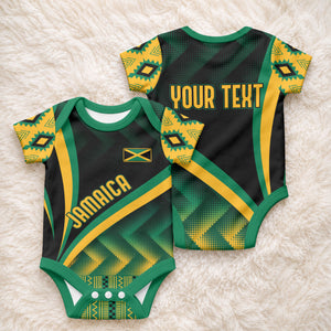 Personalised Jamaica Baby Onesie Kente Pattern Basic - Black
