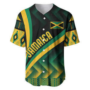 Personalised Jamaica Baseball Jersey Kente Pattern Basic - Black