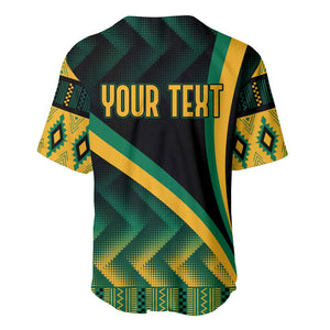 Personalised Jamaica Baseball Jersey Kente Pattern Basic - Black