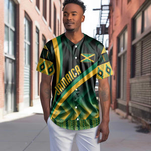 Personalised Jamaica Baseball Jersey Kente Pattern Basic - Black