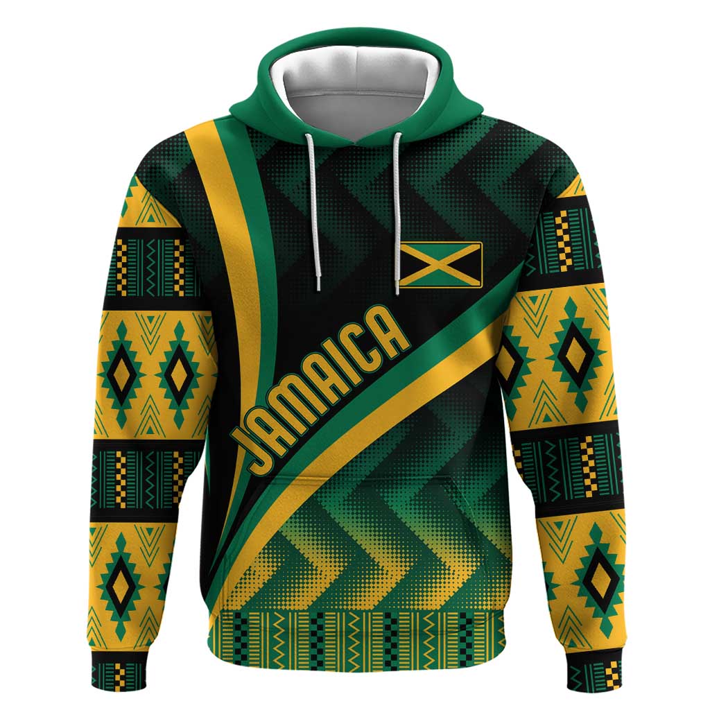 Personalised Jamaica Hoodie Kente Pattern Basic - Black