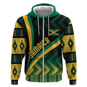 Personalised Jamaica Hoodie Kente Pattern Basic - Black