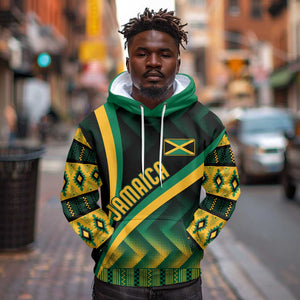 Personalised Jamaica Hoodie Kente Pattern Basic - Black