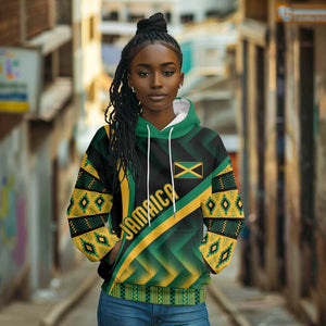 Personalised Jamaica Hoodie Kente Pattern Basic - Black