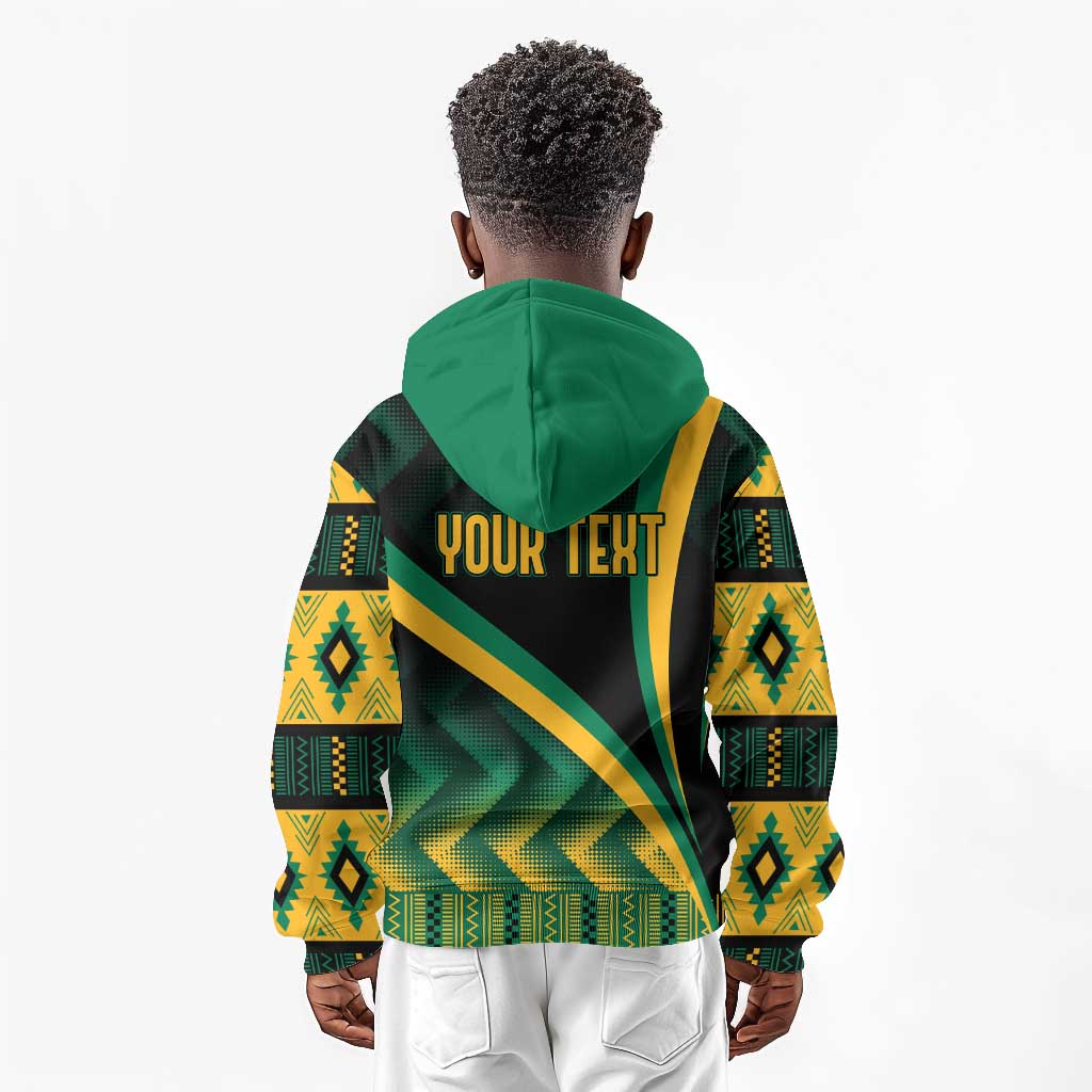 Personalised Jamaica Kid Hoodie Kente Pattern Basic - Black