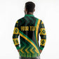 Personalised Jamaica Long Sleeve Polo Shirt Kente Pattern Basic - Black