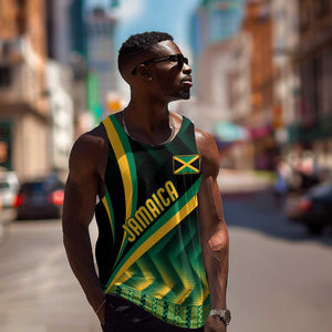 Personalised Jamaica Men Tank Top Kente Pattern Basic - Black