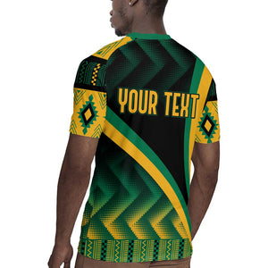 Personalised Jamaica Rugby Jersey Kente Pattern Basic - Black