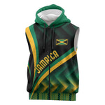 Personalised Jamaica Sleeveless Zip Hoodie Kente Pattern Basic - Black - African Pride