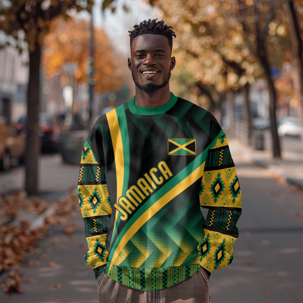 Personalised Jamaica Sweatshirt Kente Pattern Basic - Black