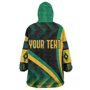 Personalised Jamaica Wearable Blanket Hoodie Kente Pattern Basic - Black