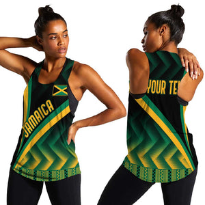 Personalised Jamaica Women Racerback Tank Kente Pattern Basic - Black