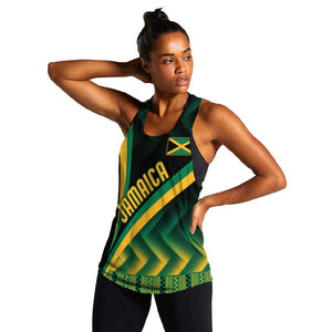 Personalised Jamaica Women Racerback Tank Kente Pattern Basic - Black