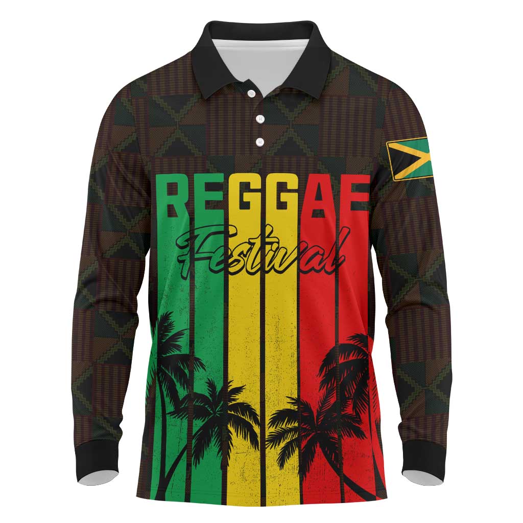 Personalised Jamaica Long Sleeve Polo Shirt Reggae Festival Bob Marley Abstract Portrait