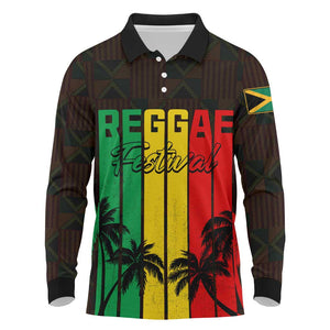 Personalised Jamaica Long Sleeve Polo Shirt Reggae Festival Bob Marley Abstract Portrait