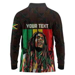 Personalised Jamaica Long Sleeve Polo Shirt Reggae Festival Bob Marley Abstract Portrait