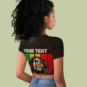 Personalised Jamaica Raglan Cropped T shirt Reggae Festival Bob Marley Abstract Portrait