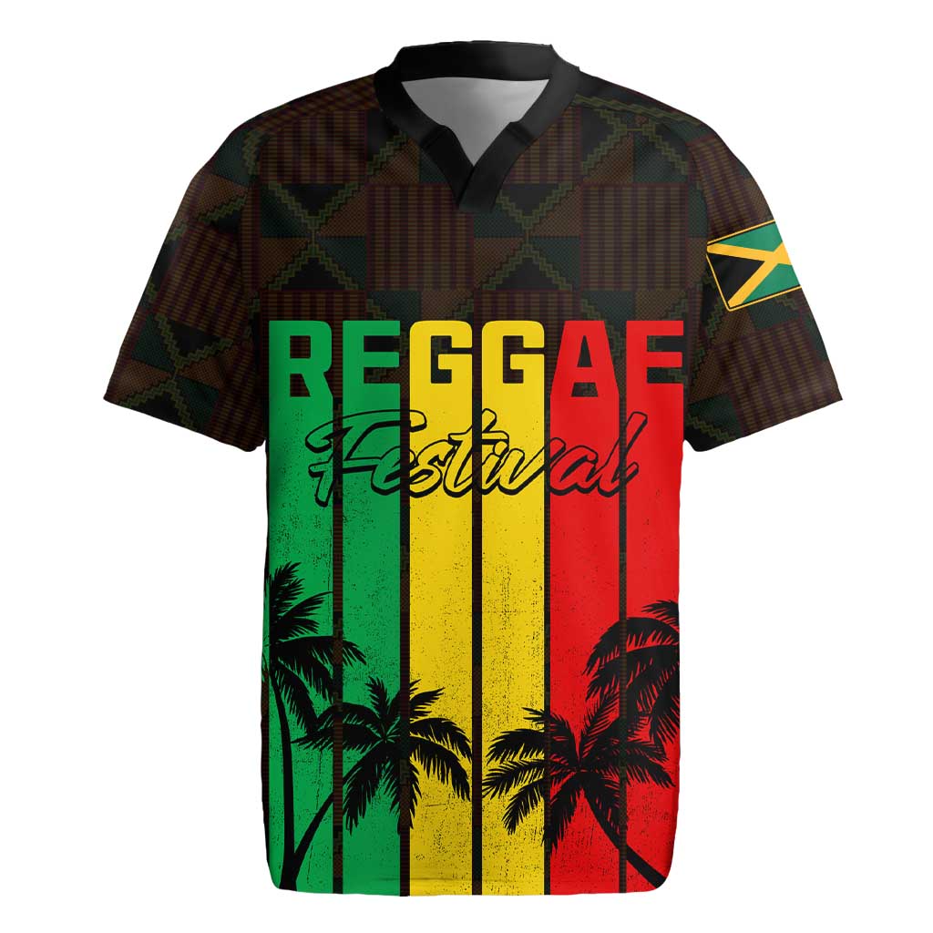 Personalised Jamaica Rugby Jersey Reggae Festival Bob Marley Abstract Portrait