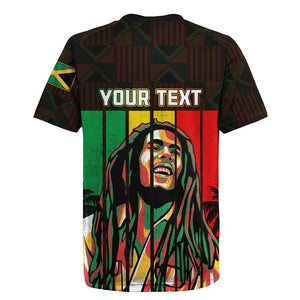 Personalised Jamaica Rugby Jersey Reggae Festival Bob Marley Abstract Portrait