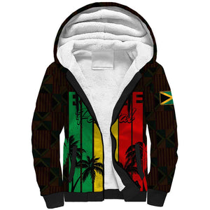 Personalised Jamaica Sherpa Hoodie Reggae Festival Bob Marley Abstract Portrait