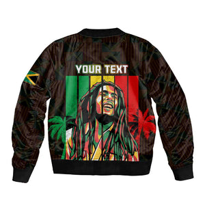 Personalised Jamaica Sleeve Zip Bomber Jacket Reggae Festival Bob Marley Abstract Portrait