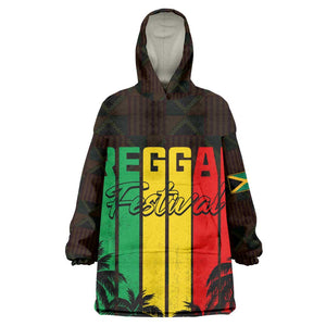 Personalised Jamaica Wearable Blanket Hoodie Reggae Festival Bob Marley Abstract Portrait