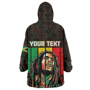 Personalised Jamaica Wearable Blanket Hoodie Reggae Festival Bob Marley Abstract Portrait