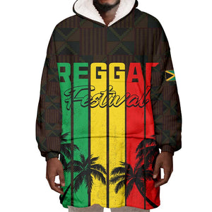 Personalised Jamaica Wearable Blanket Hoodie Reggae Festival Bob Marley Abstract Portrait