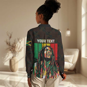 Personalised Jamaica Women Casual Shirt Reggae Festival Bob Marley Abstract Portrait