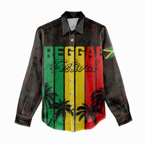 Personalised Jamaica Women Casual Shirt Reggae Festival Bob Marley Abstract Portrait