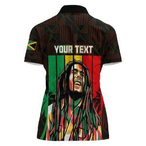 Personalised Jamaica Women Polo Shirt Reggae Festival Bob Marley Abstract Portrait