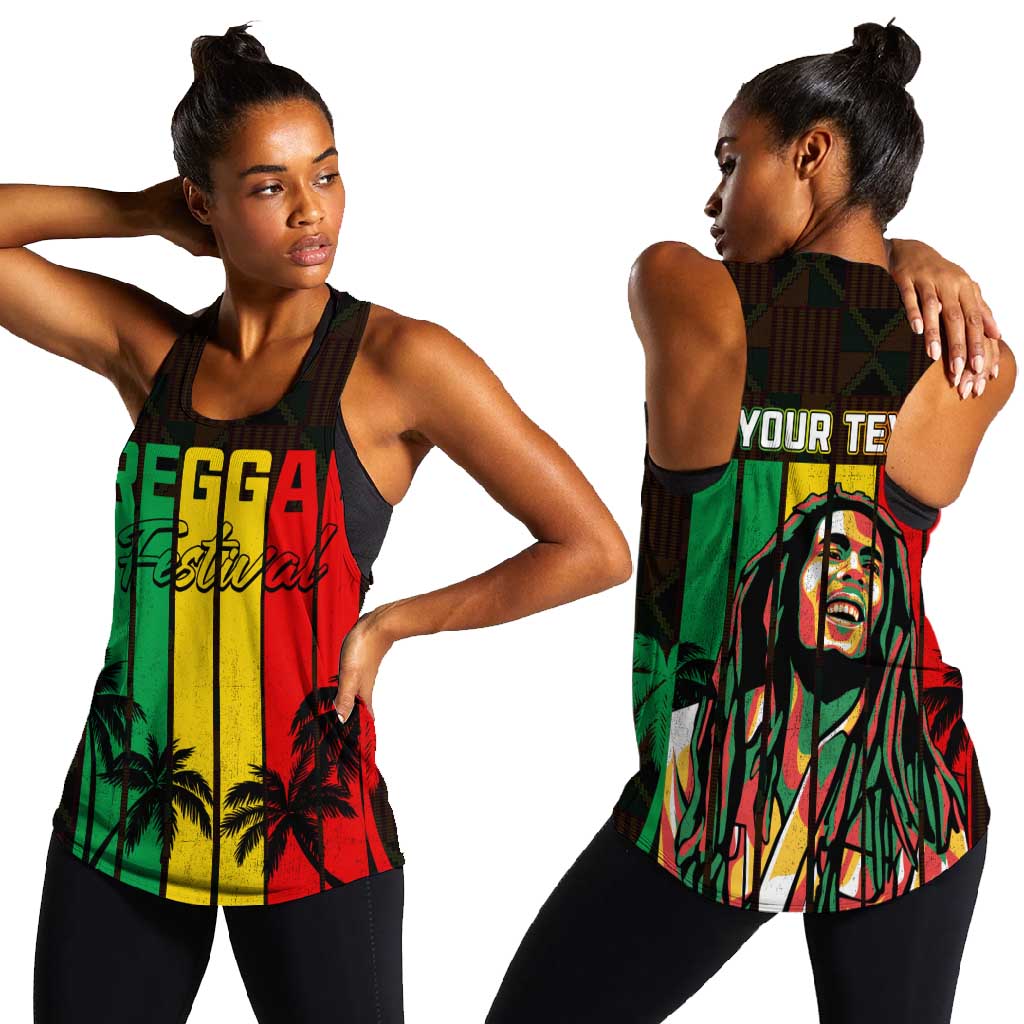 Personalised Jamaica Women Racerback Tank Reggae Festival Bob Marley Abstract Portrait