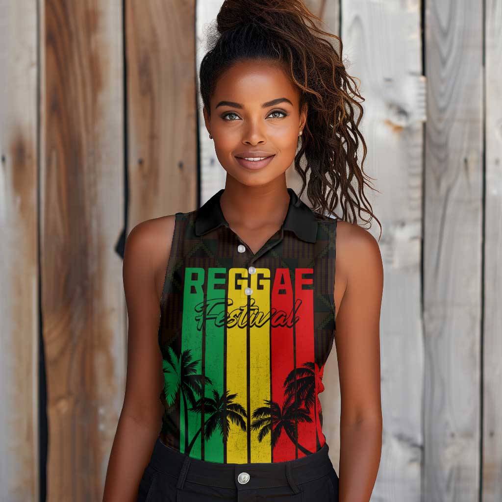 Personalised Jamaica Women Sleeveless Polo Shirt Reggae Festival Bob Marley Abstract Portrait