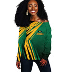 Afro-Jamaican Tropical Palm Personalized Off Shoulder Sweater - African Pride