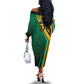 Afro-Jamaican Tropical Palm Personalized Off The Shoulder Long Sleeve Dress - African Pride