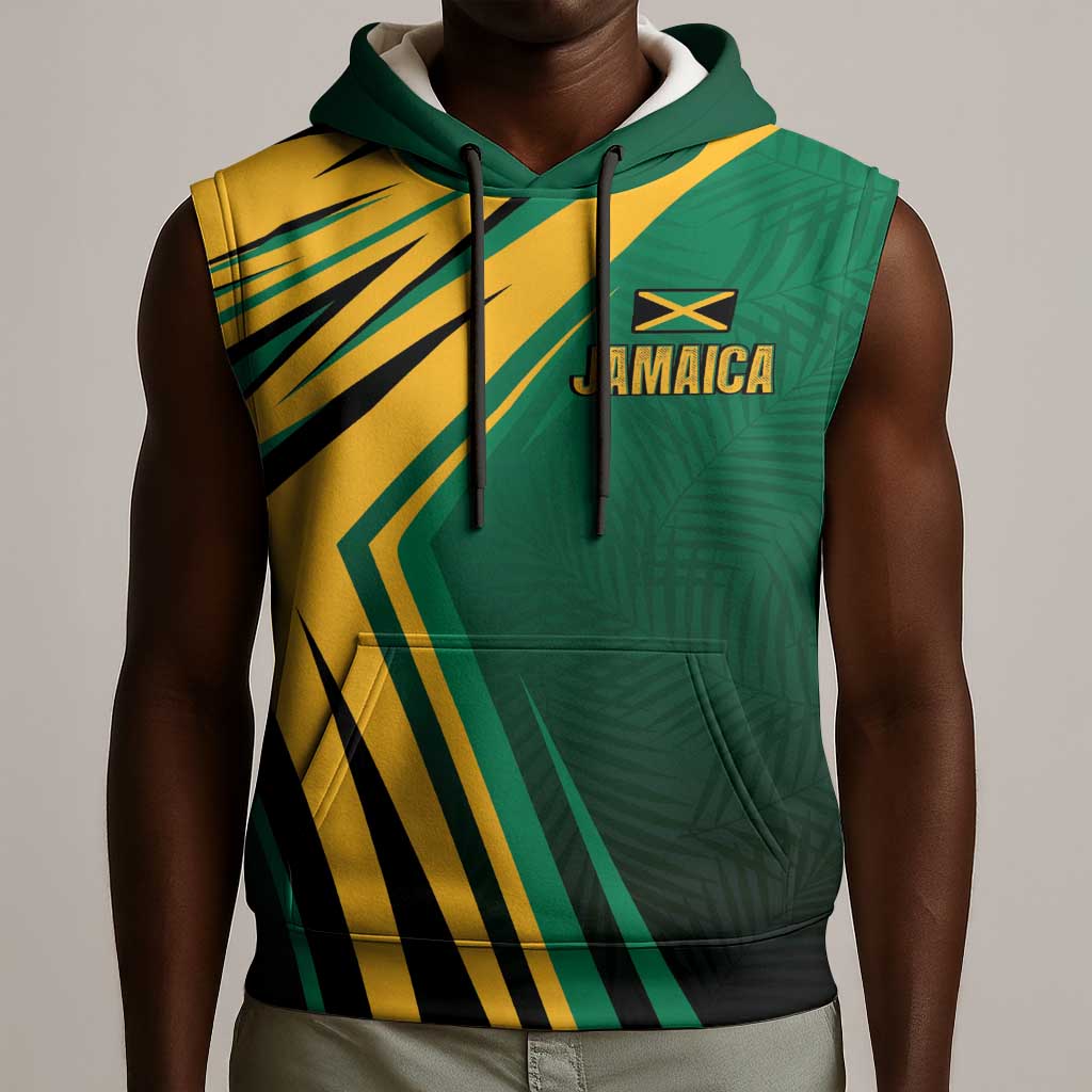 Afro-Jamaican Tropical Palm Personalized Sleeveless Hoodie - African Pride