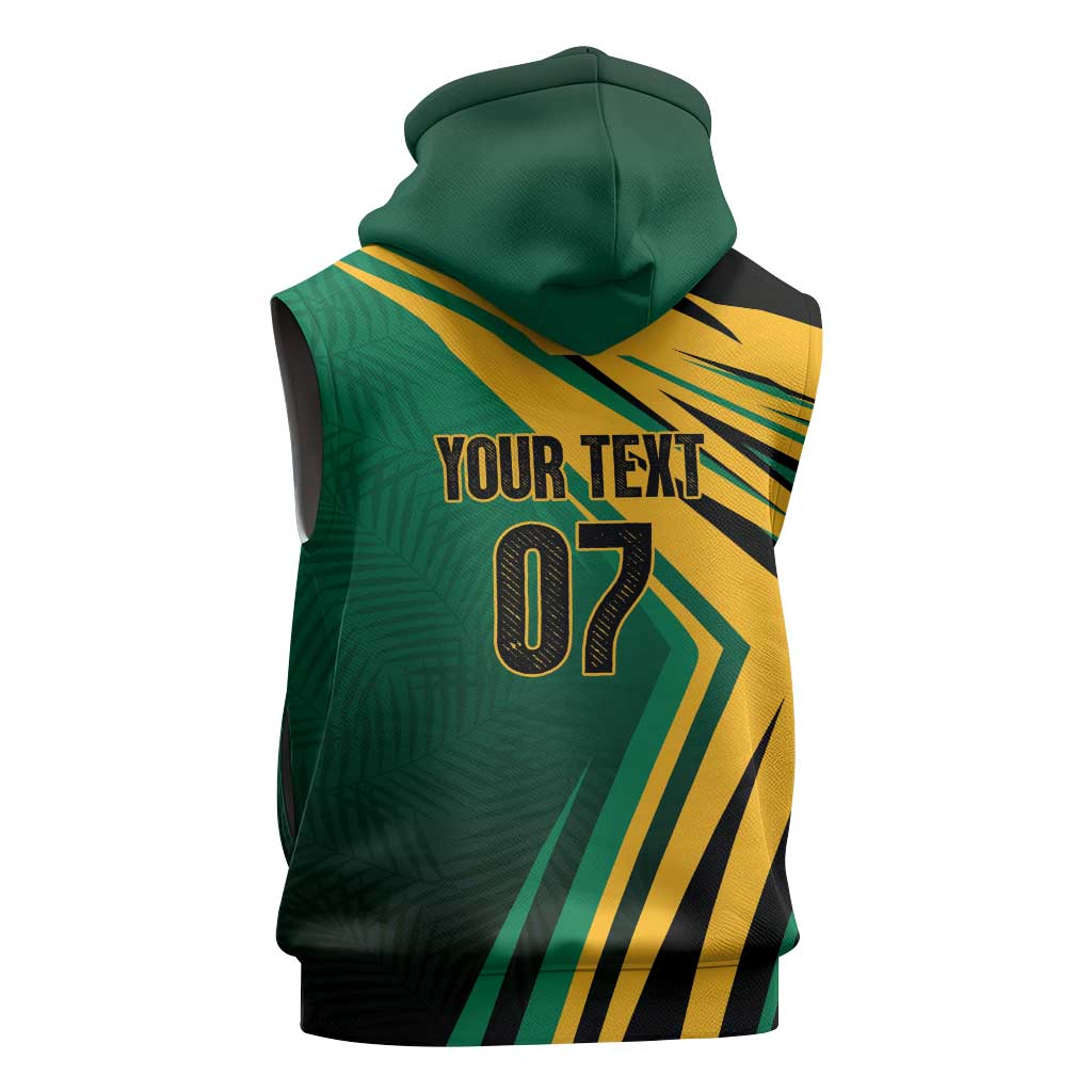 Afro-Jamaican Tropical Palm Personalized Sleeveless Zip Hoodie - African Pride