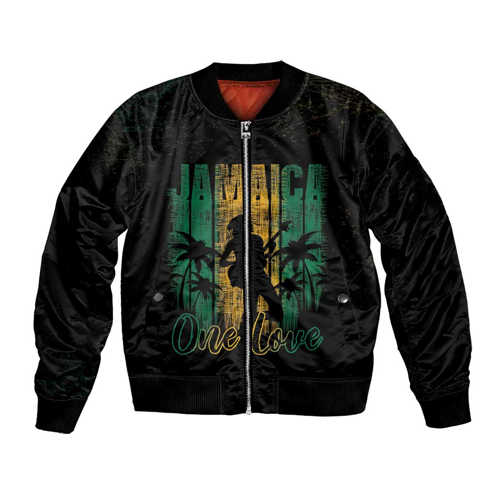 Afro-Jamaican One Love Grunge Bomber Jacket Jamrock - African Pride